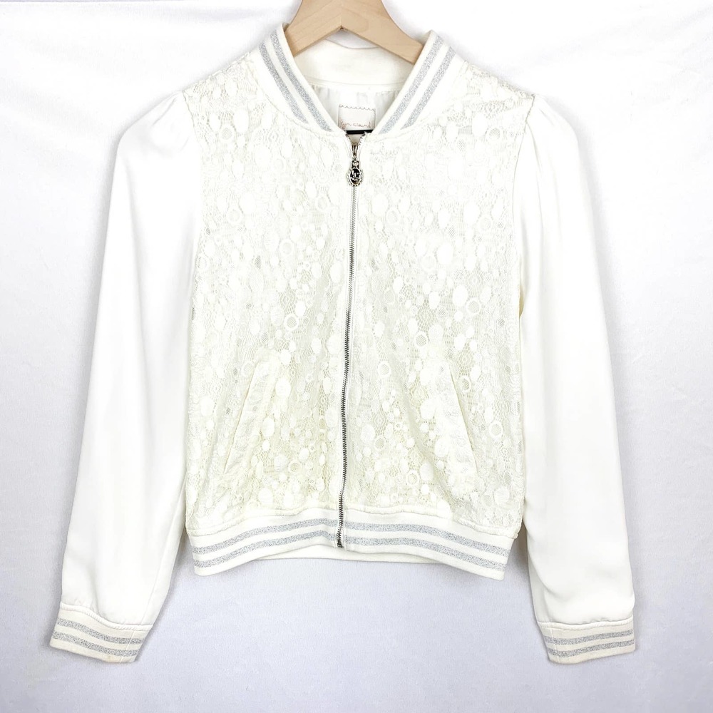 Lyn Around White Lace Bomber Jacket